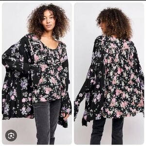 Free People Black Floral Dress